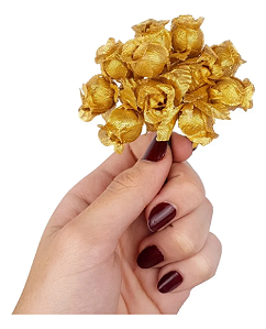 Mini Florzinha De Plastico - Pct C/ 144 Unid. Cor:OURO