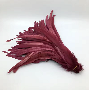 Pena Calda Rabo de Galo Pluma - Pct c/100 unid. - Tam: 25-30cm Cor:VINHO-173