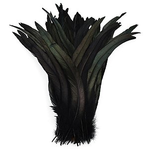Pena Calda Rabo de Galo Pluma - Pct c/100 unid. - Tam: 25-30cm Cor:PRETO-310