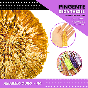 100 Pingentes De Seda Tassel - 7.0 Cm COR:AMARELO-OURO-110