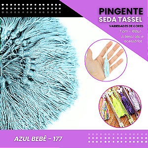 100 Pingentes De Seda Tassel - 7.0 Cm COR:AZUL-BEBE-177