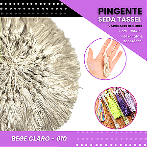 100 Pingentes De Seda Tassel - 7.0 Cm COR:BEGE-CLARO-010