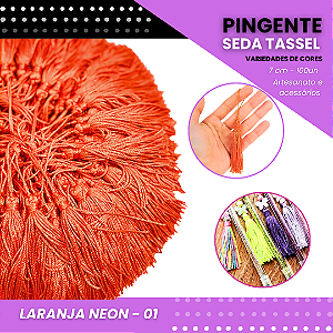 100 Pingentes De Seda Tassel - 7.0 Cm COR:LARANJA-NEON-01
