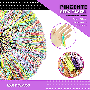 100 Pingentes De Seda Tassel - 7.0 Cm COR:MULT-CLARO