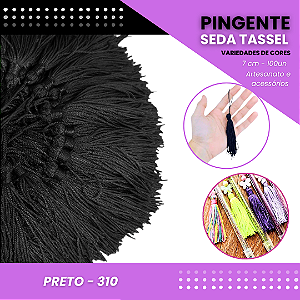 100 Pingentes De Seda Tassel - 7.0 Cm COR:PRETO-310