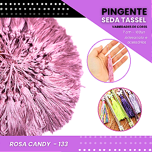 100 Pingentes De Seda Tassel - 7.0 Cm COR:ROSA-CANDY-133