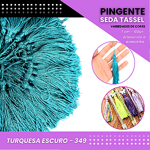 100 Pingentes De Seda Tassel - 7.0 Cm COR:TURQUESA-ESCURO-349