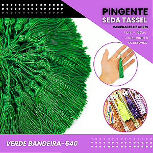 100 Pingentes De Seda Tassel - 7.0 Cm COR:VERDE-BANDEIRA-540