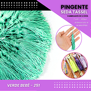 100 Pingentes De Seda Tassel - 7.0 Cm COR:VERDE-BEBE-238