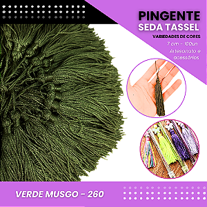 100 Pingentes De Seda Tassel - 7.0 Cm cor: VERDE-MUSGO-260