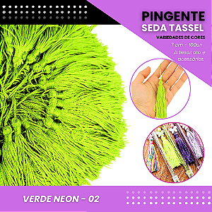 100 Pingentes De Seda Tassel - 7.0 Cm COR VERDE-NEON-02