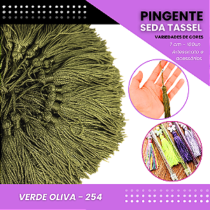 100 Pingentes De Seda Tassel - 7.0 Cm COR:VERDE-OLIVA-254