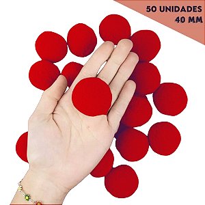 Pom Pom Fofinho Solto - 40mm - Pct C/ 50 Unid. COR: VERMELHO-145
