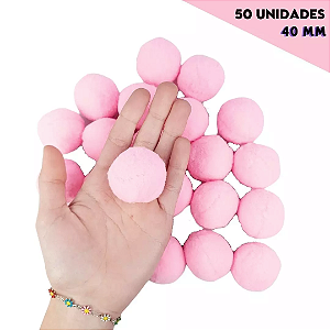 Pom Pom Fofinho Solto - 40mm - Pct C/ 50 Unid. COR: ROSA-BEBE-132