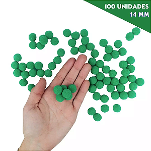 Pom Pom Fofinho Solto - 14mm - Pct C/ 100 Unid. COR: VERDE-BANDEIRA-540