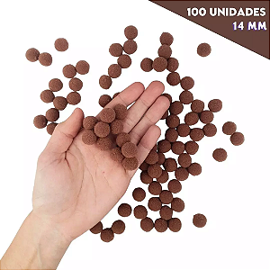 Pom Pom Fofinho Solto - 14mm - Pct C/ 100 Unid. COR: MARROM-290