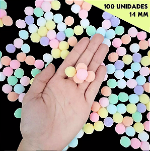 Pom Pom Fofinho Solto - 14mm - Pct C/ 100 Unid. COR: CORES-PASTEIS