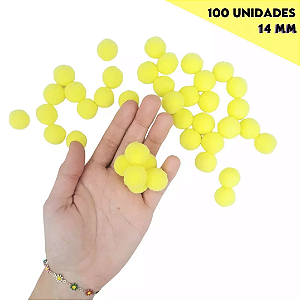 Pom Pom Fofinho Solto - 14mm - Pct C/ 100 Unid. COR: AMARELO-CANARIO-106