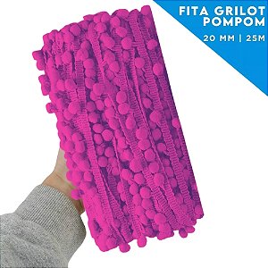 Fita Grelot Pom-Pom Em Metro - 20mm - Rolo C/ 25 Mts COR: FUCSIA-06