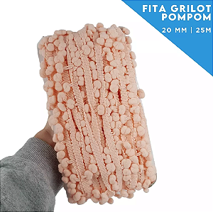 Fita Grelot Pom-Pom Em Metro - 20mm - Rolo C/ 25 Mts COR: SALMAO-147
