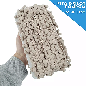 Fita Grelot Pom-Pom Em Metro - 20mm - Rolo C/ 25 Mts COR: BEGE-297