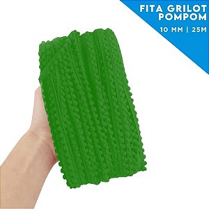 Fita Grelot Pom-Pom Em Metro - 10mm - Rolo C/ 25 Mts COR: VERDE-OLIVA-254