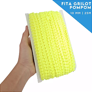 Fita Grelot Pom-Pom Em Metro - 10mm - Rolo C/ 25 Mts COR: VERDE-NEON-02