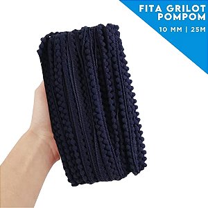Fita Grelot Pom-Pom Em Metro - 10mm - Rolo C/ 25 Mts COR: MARINHO-318