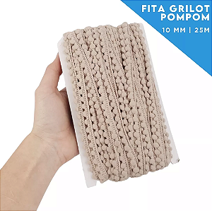 Fita Grelot Pom-Pom Em Metro - 10mm - Rolo C/ 25 Mts COR: BEGE-297