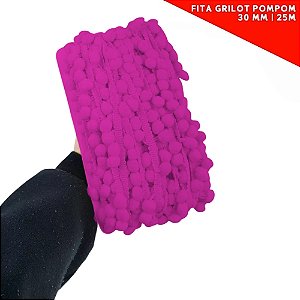Fita Grelot Pom-Pom Em Metro - 30mm - Rolo C/ 25 Mts. COR: FUCSIA-06