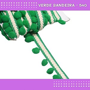 Pom Pom Cadarço Decorativo em Metro - 30mm - Rolo C/10 Metros COR: VERDE-BANDEIRA-540