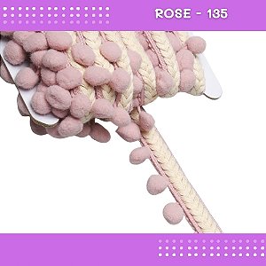 Pom Pom Cadarço Decorativo em Metro - 30mm - Rolo C/10 Metros COR: ROSE-135