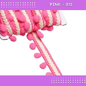 Pom Pom Cadarço Decorativo em Metro - 30mm - Rolo C/10 Metros COR: PINK-312