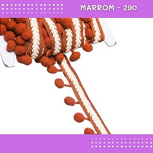 Pom Pom Cadarço Decorativo em Metro - 30mm - Rolo C/10 Metros COR: MARROM-290