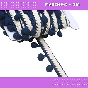 Pom Pom Cadarço Decorativo em Metro - 30mm - Rolo C/10 Metros COR: MARINHO-318