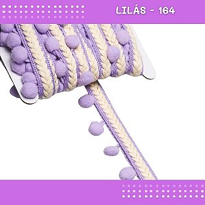 Pom Pom Cadarço Decorativo em Metro - 30mm - Rolo C/10 Metros COR: LILAS-164