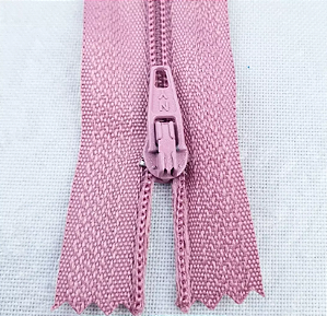 10 Ziper Comum Nylon Fino - 18cm - Nº3 - COR:ROSE-ESCURO-82