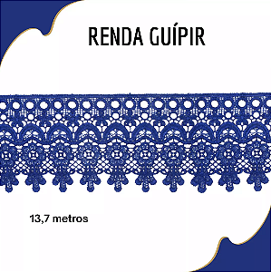 Renda Guipir CHL-586 9.0 Cm - Rolo C/13.7 Metros Cor:Azul-Royal