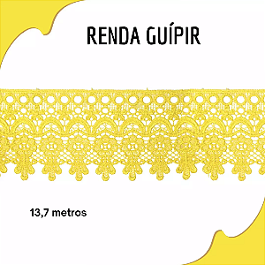 Renda Guipir CHL-586 9.0 Cm -  Rolo C/13.7 Metros Cor:Amarelo-Canario