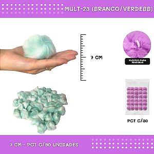 Pom Pom Pelucia - 70mm - Pct C/30 Unid. COR: MULT-23 (BRANCO/VERDEBB)