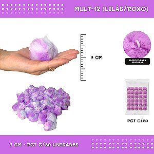 Pom Pom Pelucia - 70mm - Pct C/30 Unid. COR: MULT-12 (LILAS/ROXO)