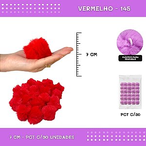 Pom Pom Pelucia - 70mm - Pct C/30 Unid. COR: VERMELHO-145