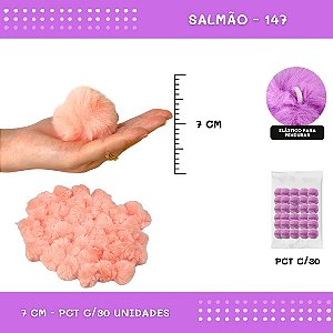 Pom Pom Pelucia - 70mm - Pct C/30 Unid. COR: SALMAO-147