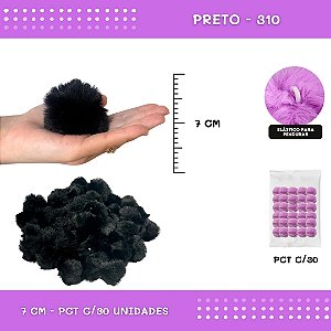 Pom Pom Pelucia - 70mm - Pct C/30 Unid. COR: PRETO-310
