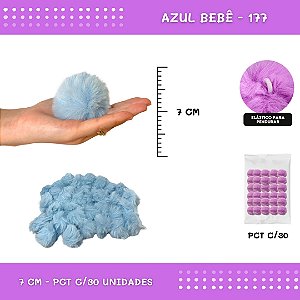 Pom Pom Pelucia - 70mm - Pct C/30 Unid. COR: AZUL-BEBE-177