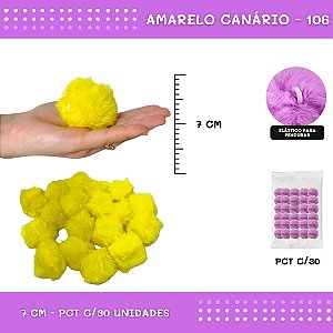 Pom Pom Pelucia - 70mm - Pct C/30 Unid. COR: AMARELO-CANARIO-106