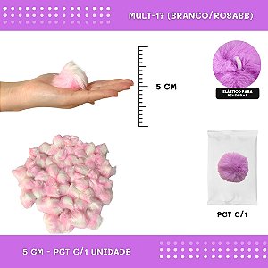 Pom Pom Pelucia - 50mm - Unidade COR: MULT-17 (BRANCO/ROSABB)