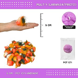 Pom Pom Pelucia - 50mm - Unidade COR: MULT-7 (LARANJA/PRETO)