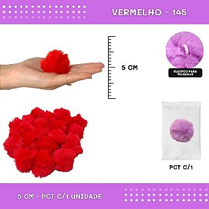 Pom Pom Pelucia - 50mm - Unidade COR: VERMELHO-145
