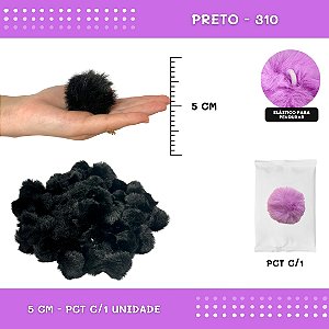 Pom Pom Pelucia - 50mm - Unidade COR: PRETO-310